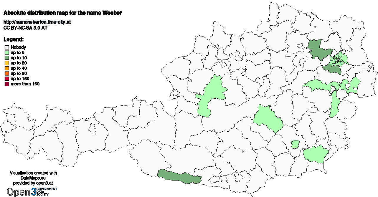 Absolute Distribution maps for surname Weeber
