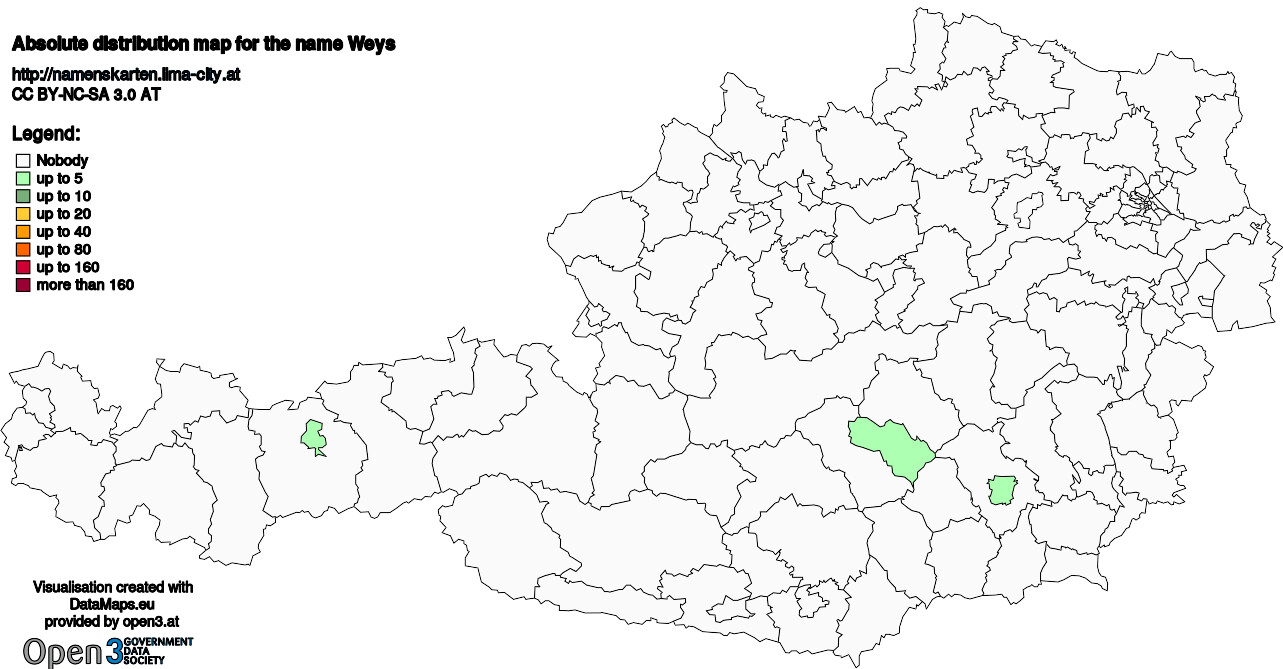 Absolute Distribution maps for surname Weys
