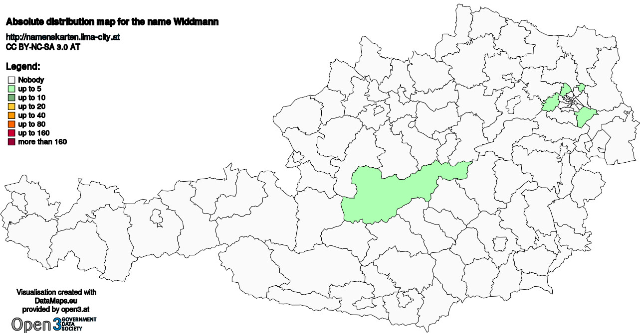 Absolute Distribution maps for surname Widdmann