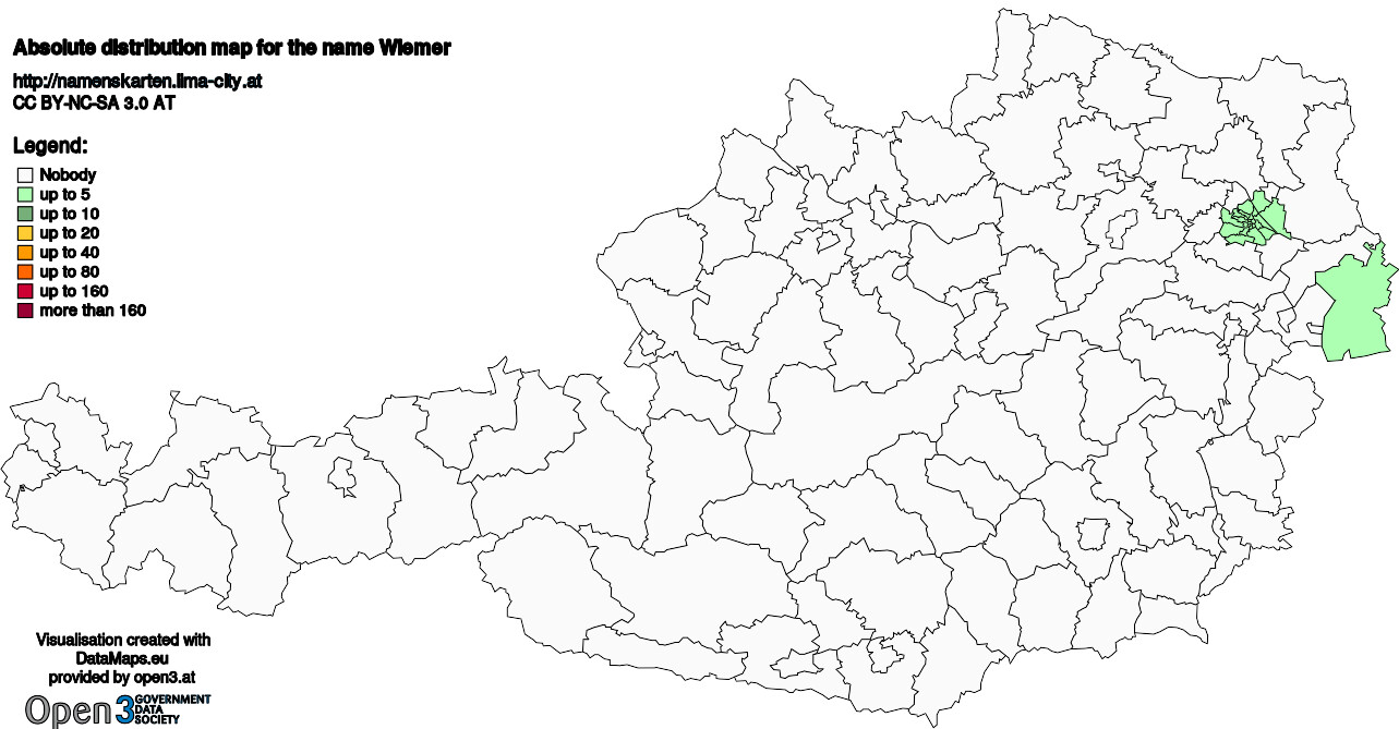 Absolute Distribution maps for surname Wiemer