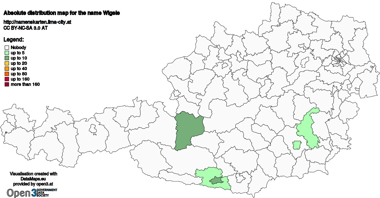 Absolute Distribution maps for surname Wigele
