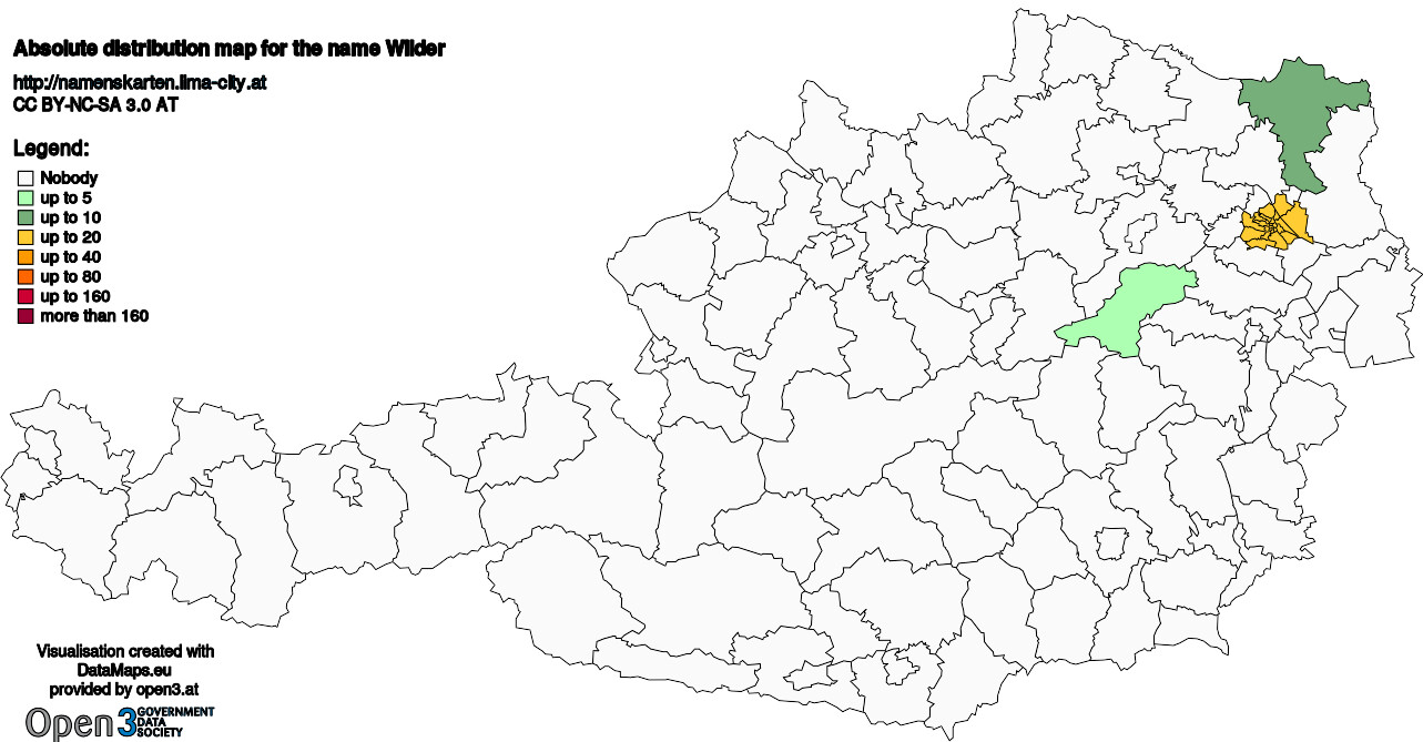 Absolute Distribution maps for surname Wilder