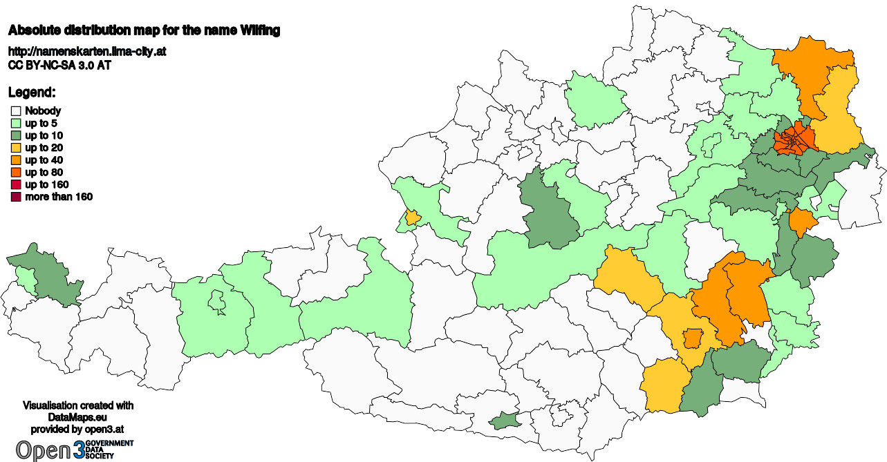 Absolute Distribution maps for surname Wilfing