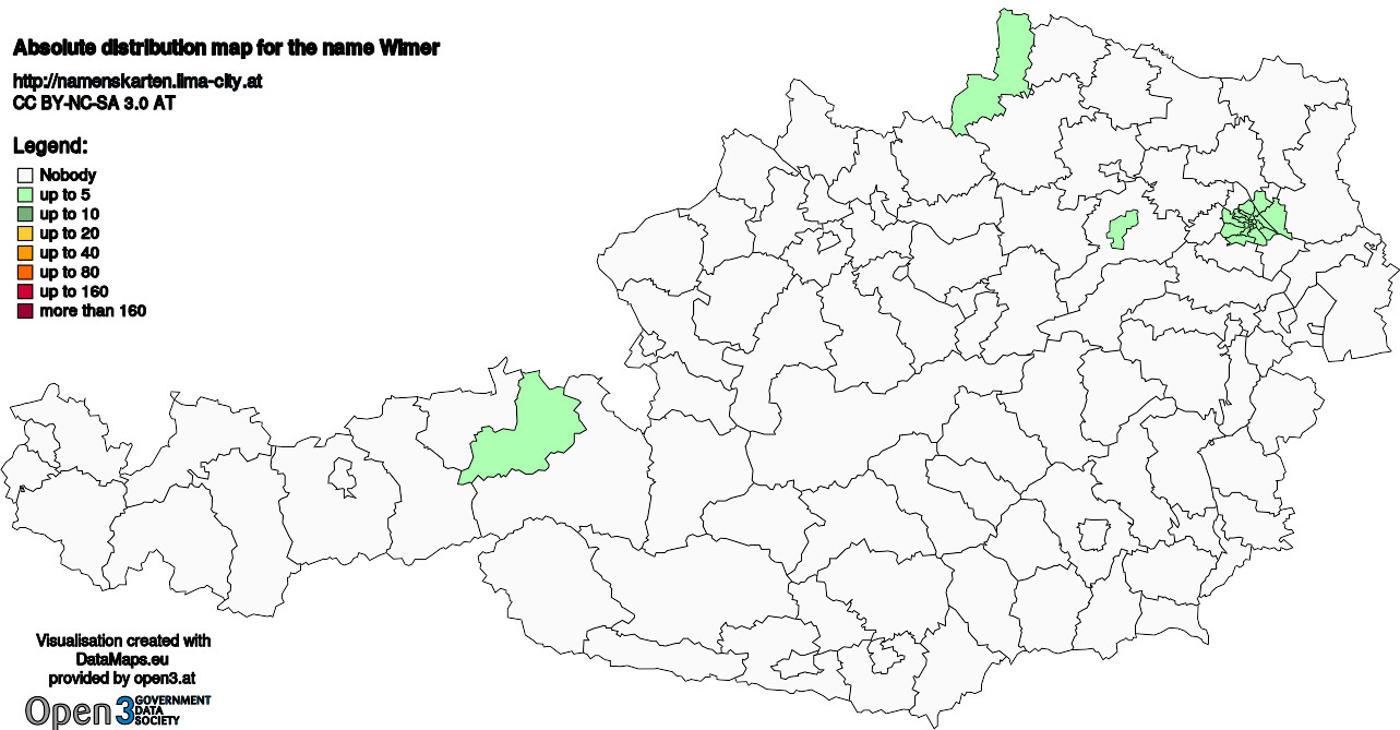 Absolute Distribution maps for surname Wimer