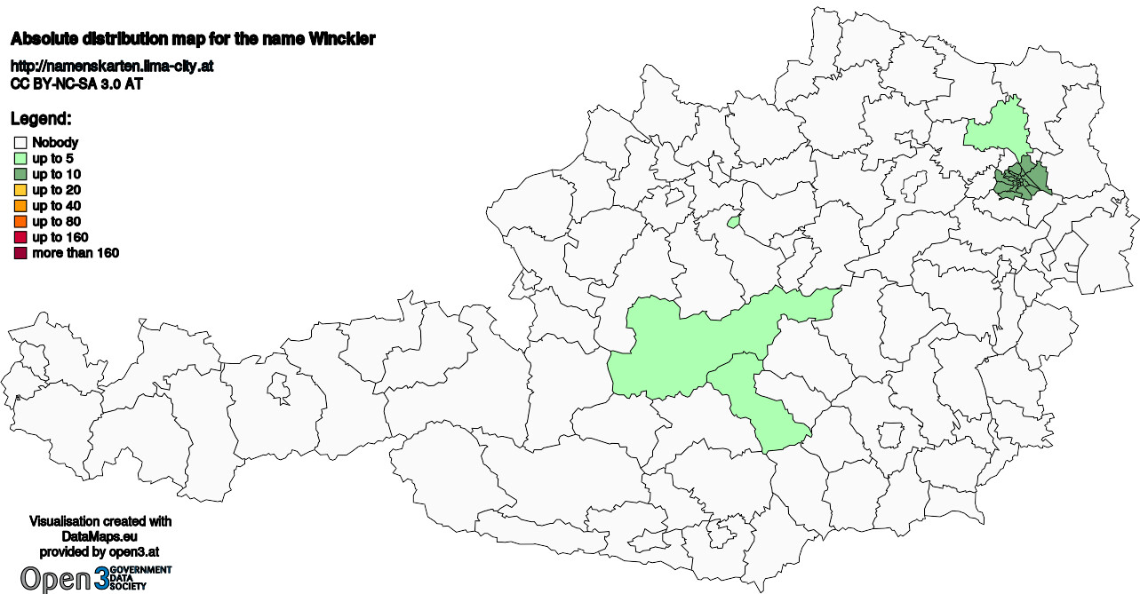 Absolute Distribution maps for surname Winckler