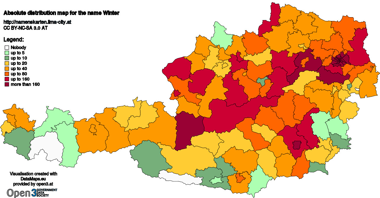 Absolute Distribution maps for surname Winter