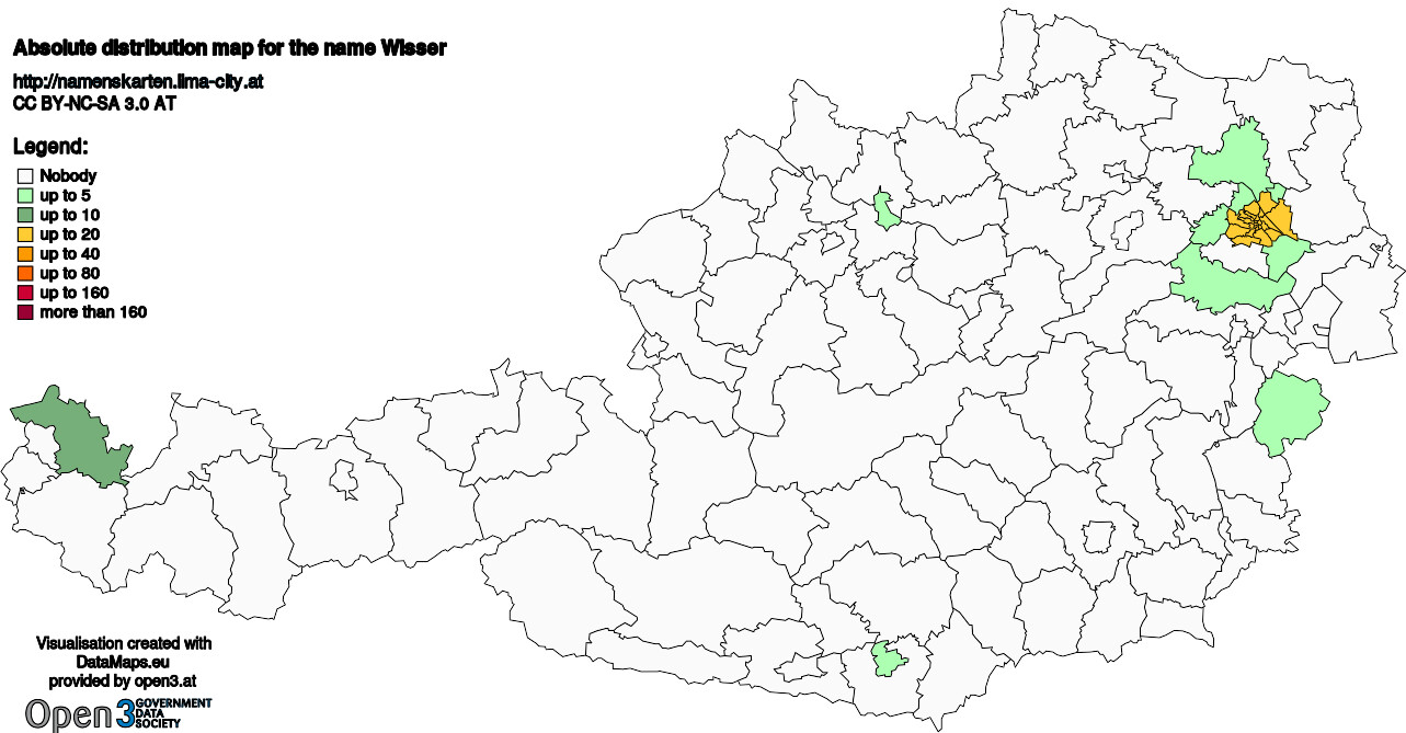 Absolute Distribution maps for surname Wisser
