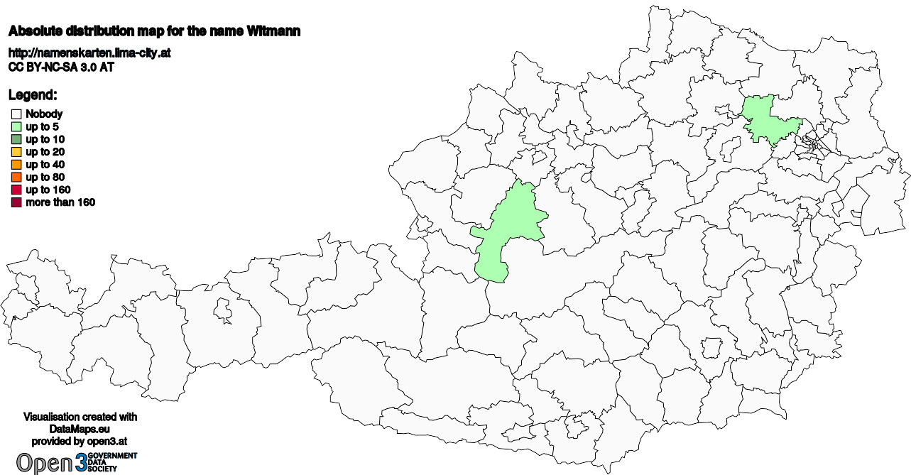 Absolute Distribution maps for surname Witmann