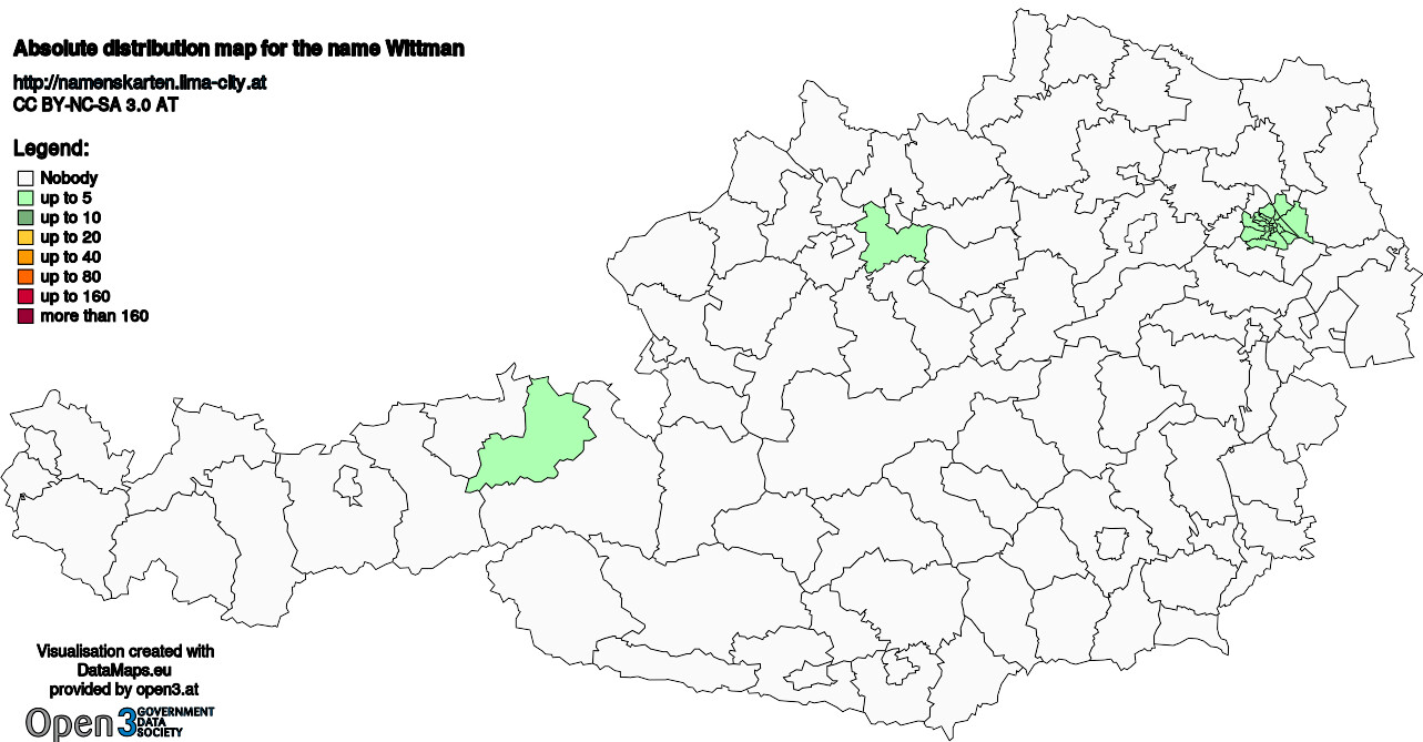 Absolute Distribution maps for surname Wittman