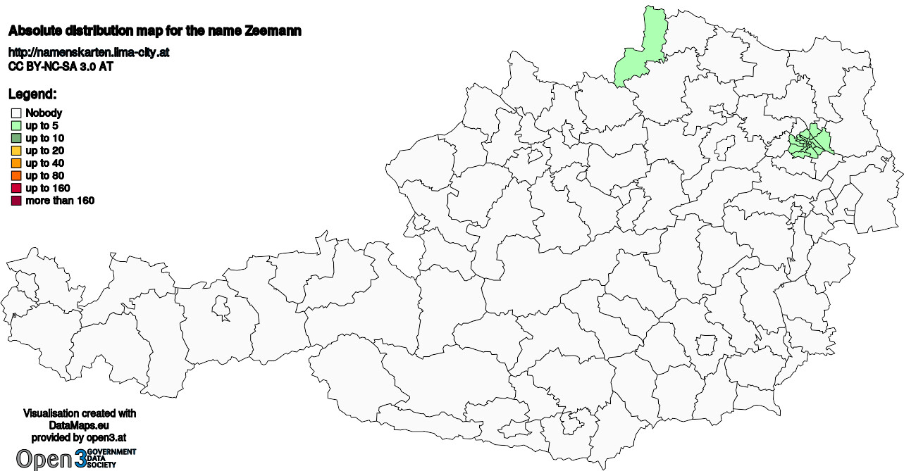 Absolute Distribution maps for surname Zeemann