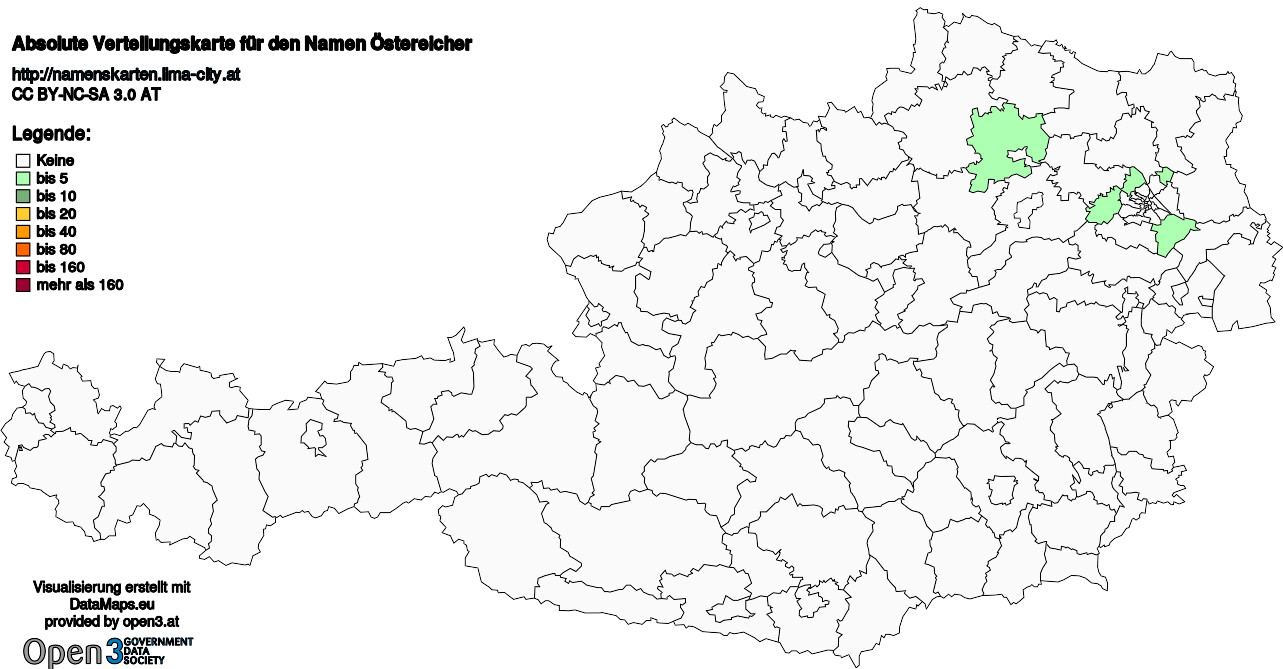 Absolute Verteilungskarten Nachnamen Östereicher