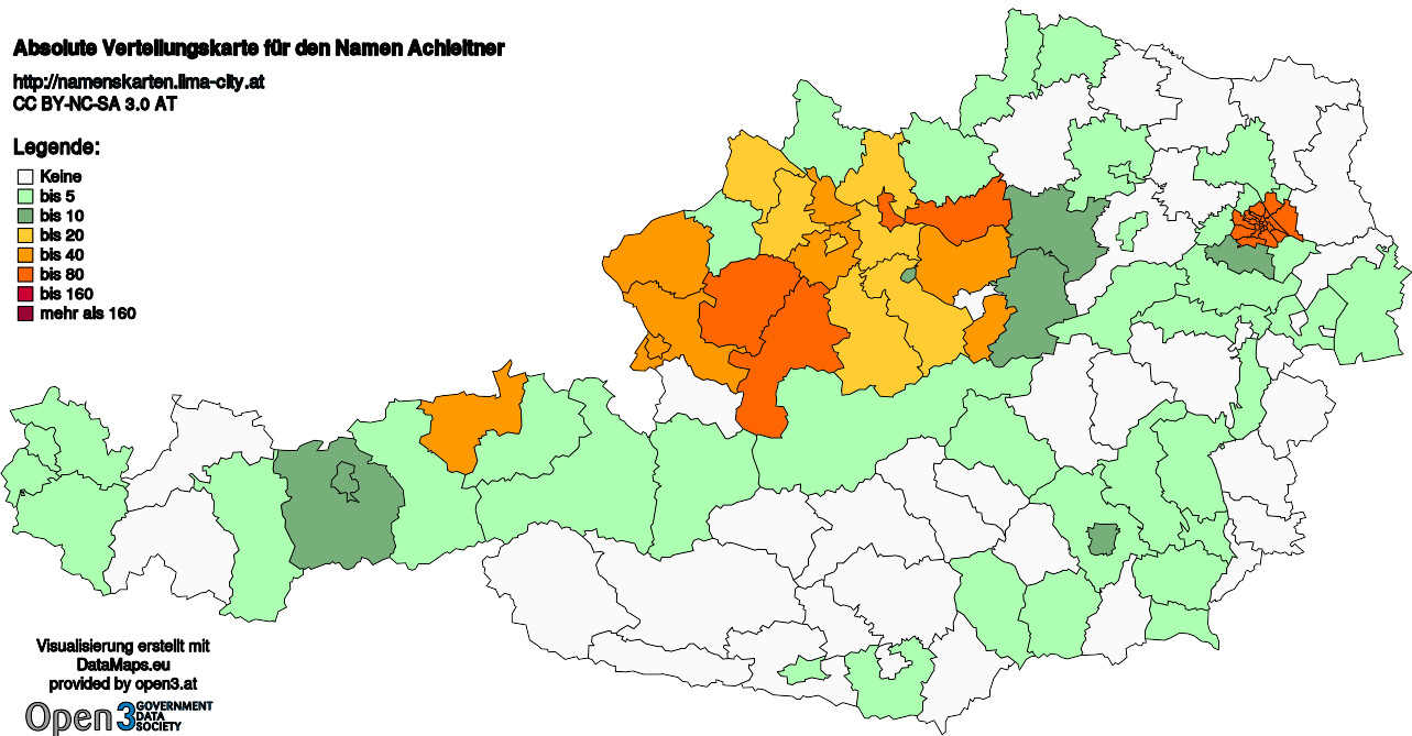 Absolute Verteilungskarten Nachnamen Achleitner