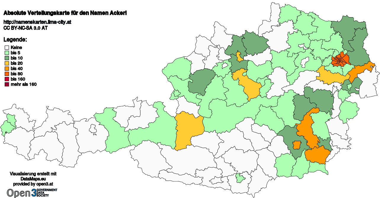 Absolute Verteilungskarten Nachnamen Ackerl