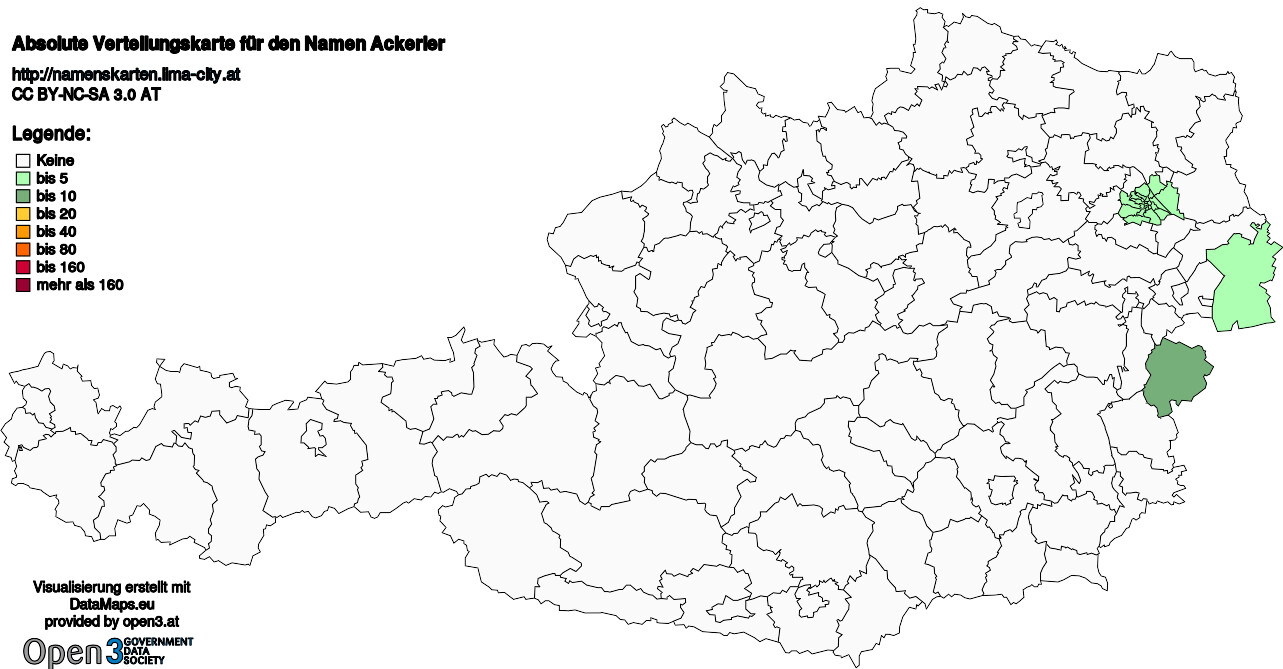 Absolute Verteilungskarten Nachnamen Ackerler