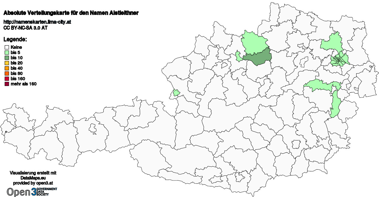 Absolute Verteilungskarten Nachnamen Aistleithner