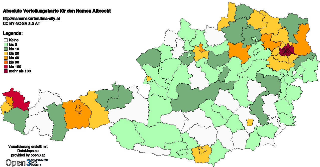 Absolute Verteilungskarten Nachnamen Albrecht
