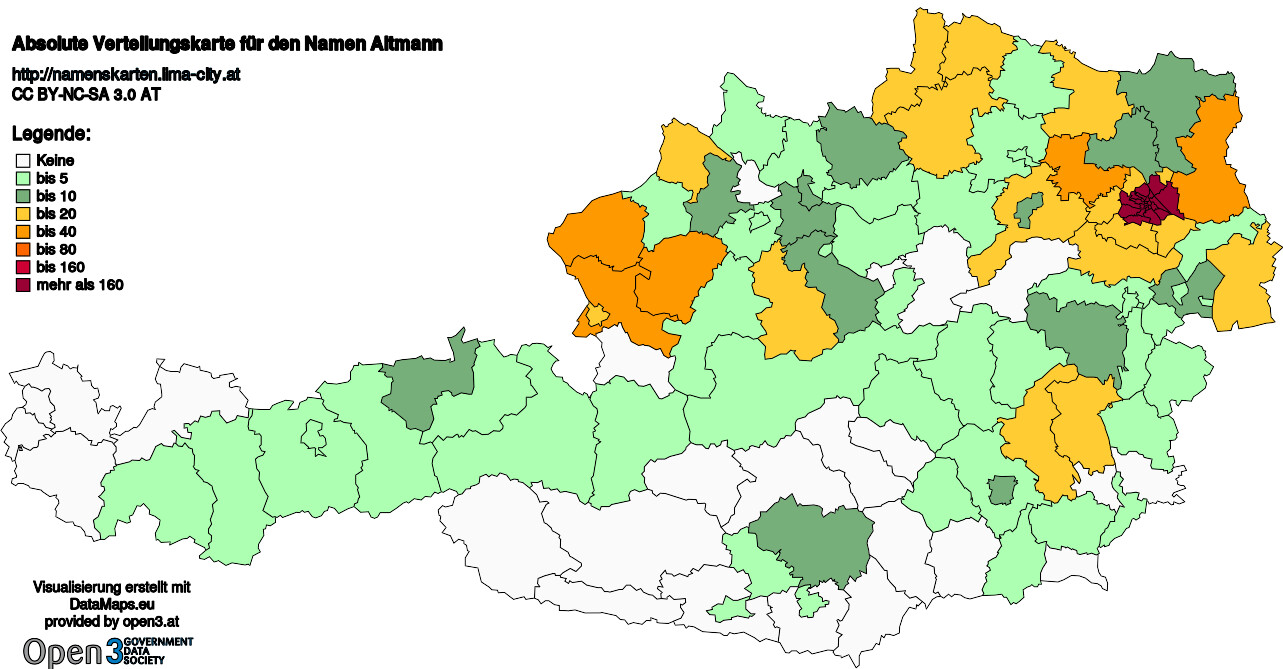 Absolute Verteilungskarten Nachnamen Altmann
