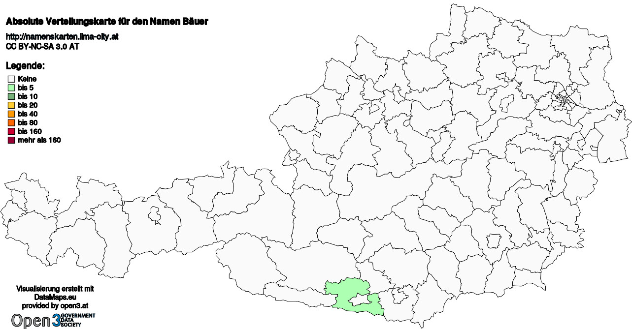 Absolute Verteilungskarten Nachnamen Bäuer