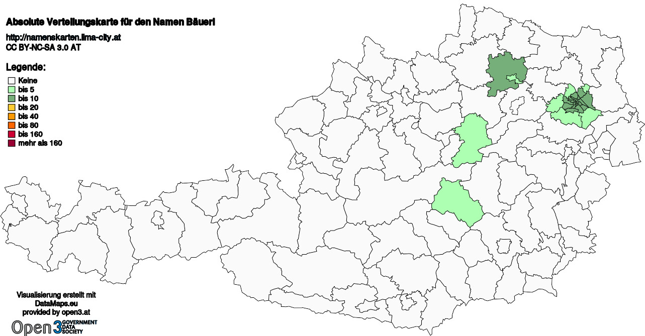 Absolute Verteilungskarten Nachnamen Bäuerl