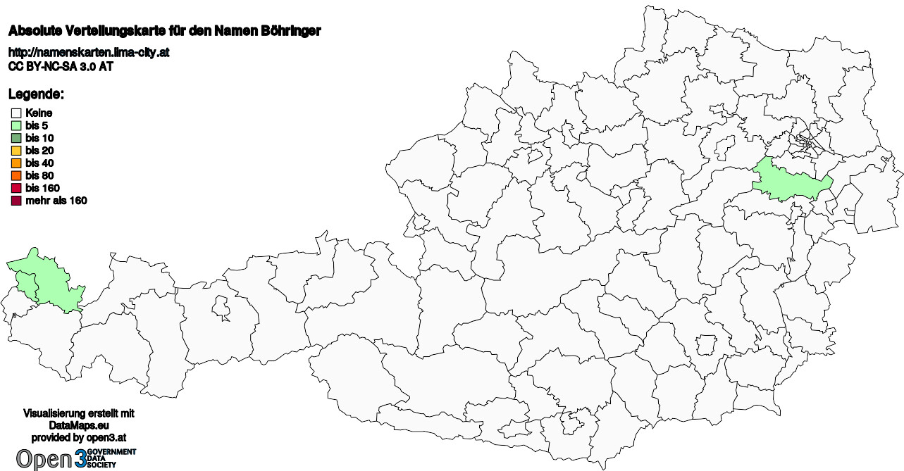 Absolute Verteilungskarten Nachnamen Böhringer