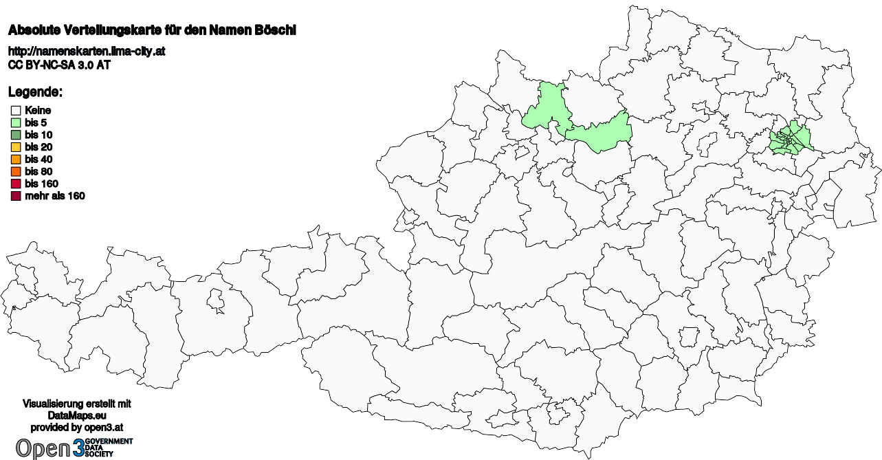 Absolute Verteilungskarten Nachnamen Böschl