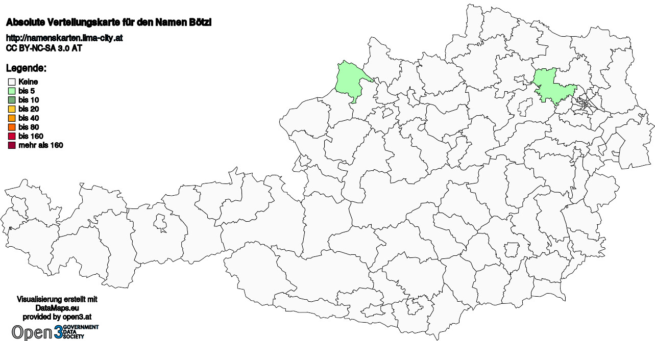 Absolute Verteilungskarten Nachnamen Bötzl