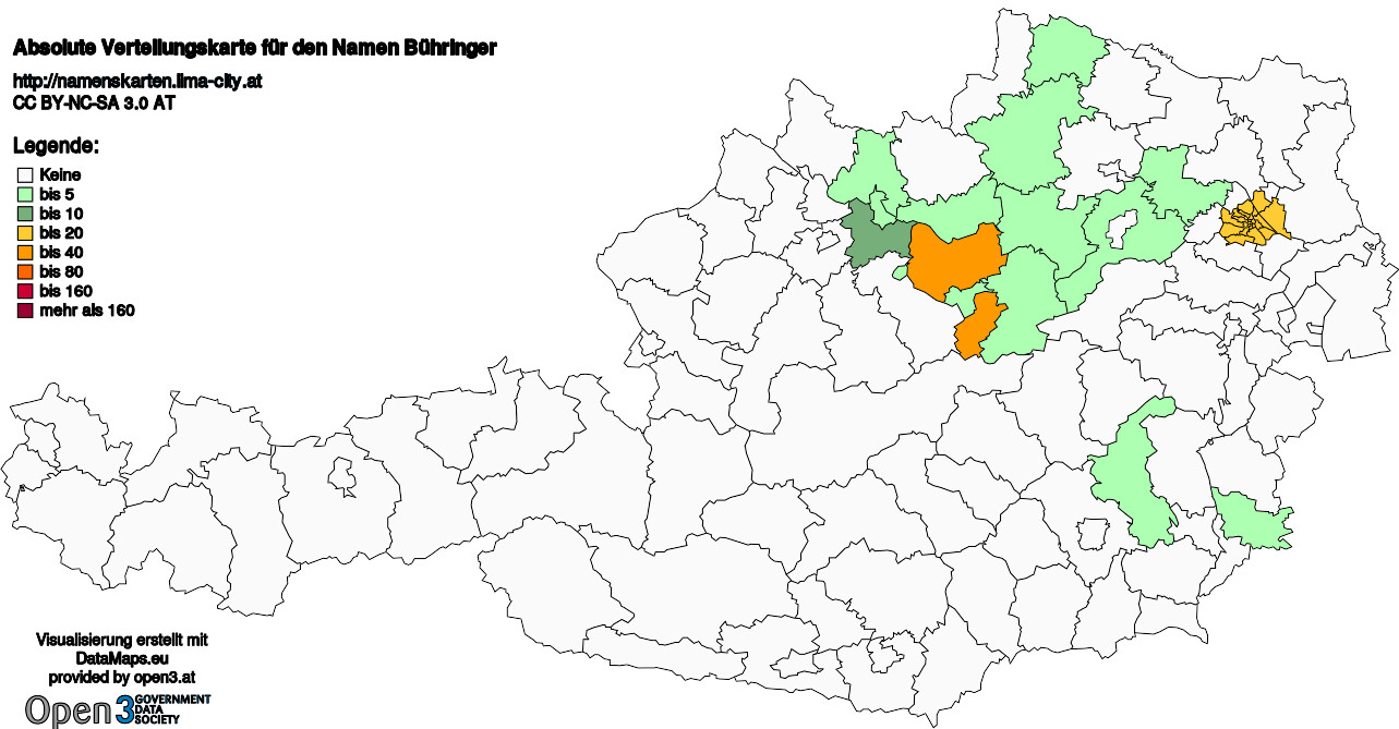 Absolute Verteilungskarten Nachnamen Bühringer