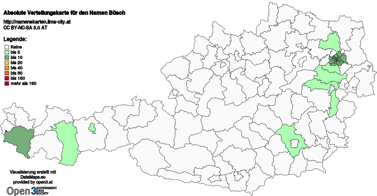 Absolute Verteilungskarten Nachnamen Büsch