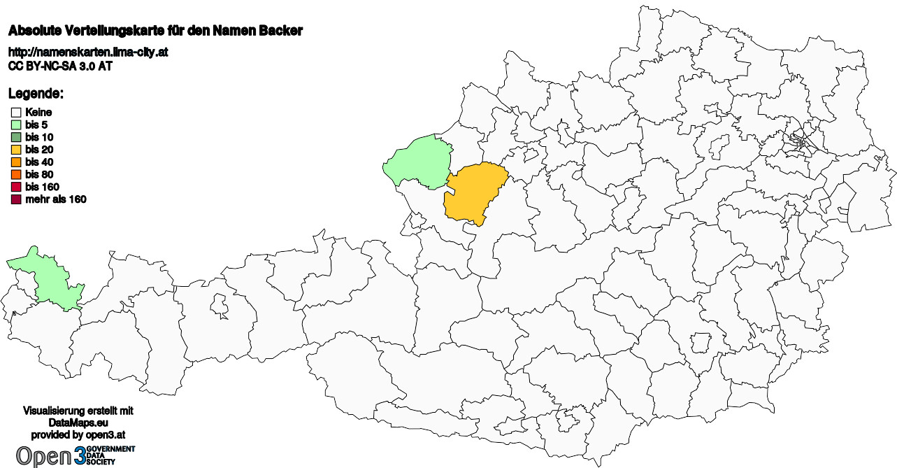 Absolute Verteilungskarten Nachnamen Backer