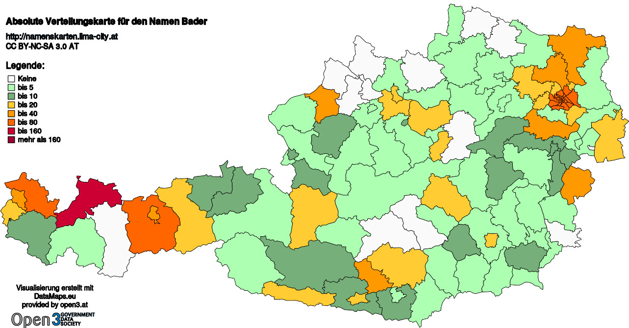 Absolute Verteilungskarten Nachnamen Bader