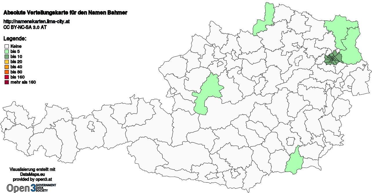 Absolute Verteilungskarten Nachnamen Bahmer