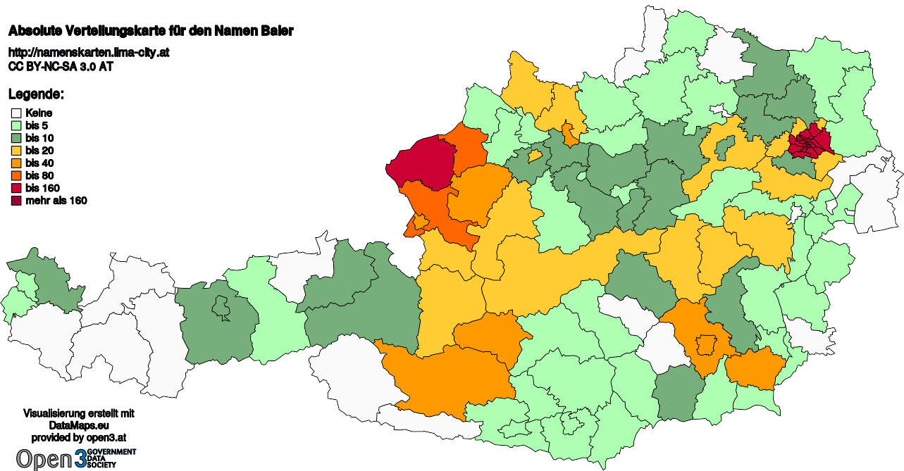 Absolute Verteilungskarten Nachnamen Baier