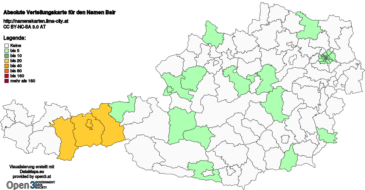 Absolute Verteilungskarten Nachnamen Bair