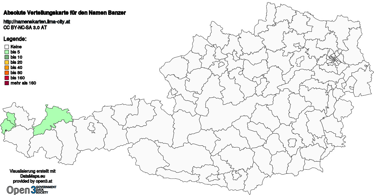 Absolute Verteilungskarten Nachnamen Banzer