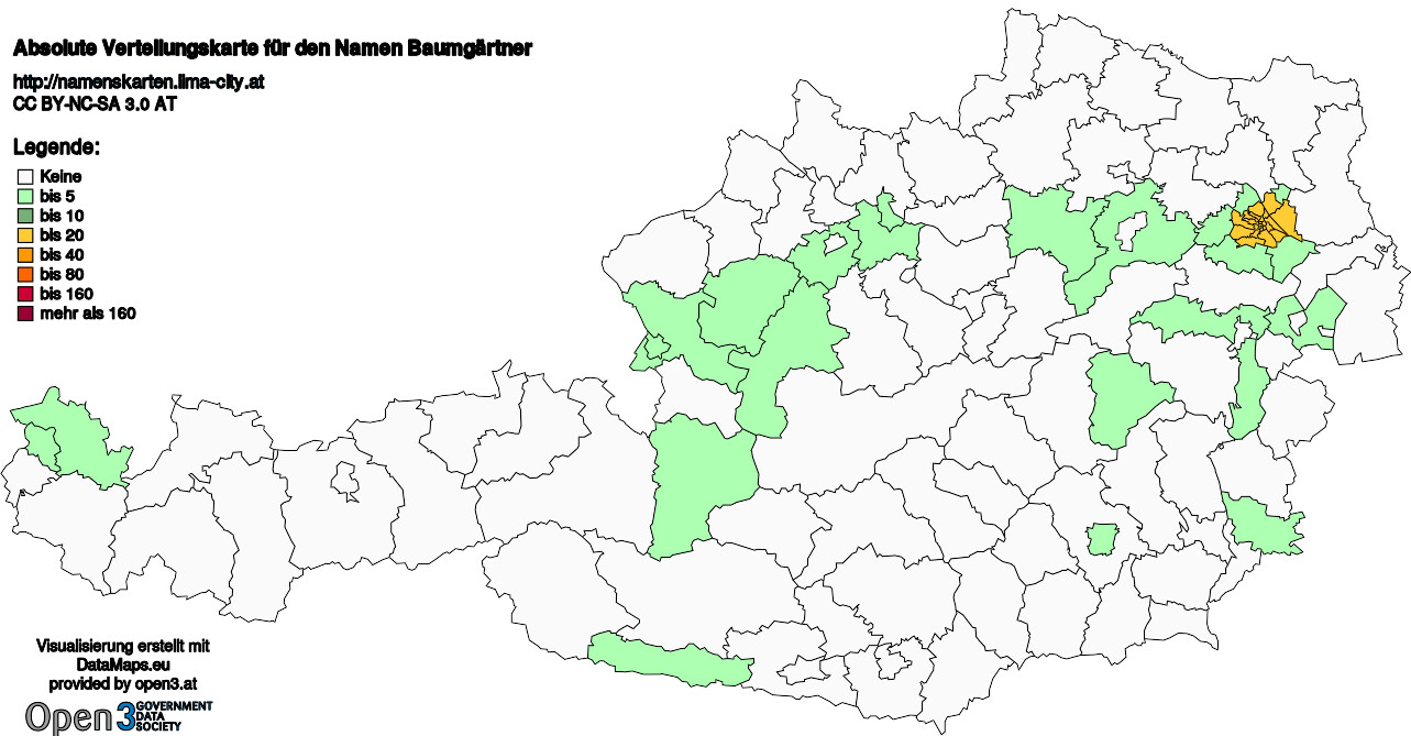 Absolute Verteilungskarten Nachnamen Baumgärtner