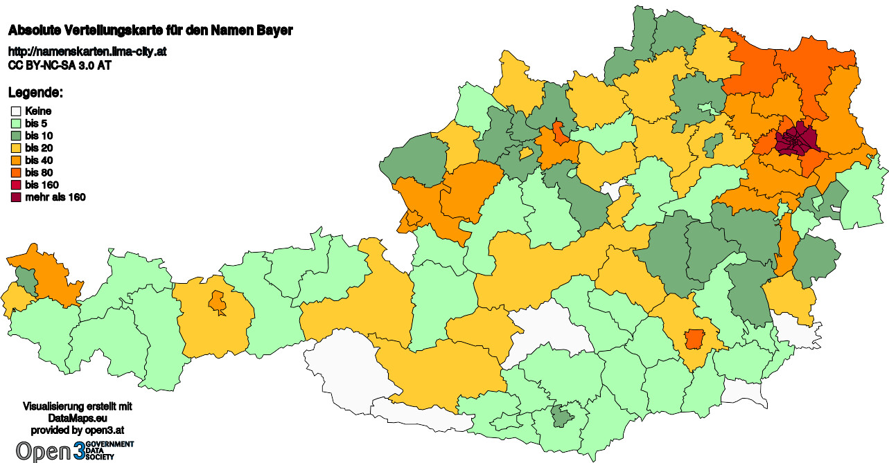 Absolute Verteilungskarten Nachnamen Bayer