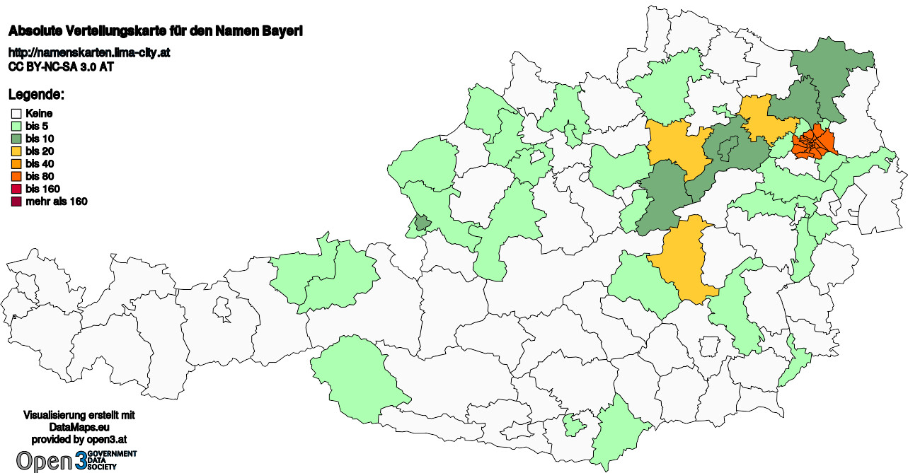 Absolute Verteilungskarten Nachnamen Bayerl