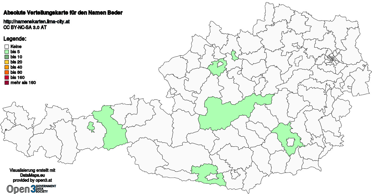 Absolute Verteilungskarten Nachnamen Beder
