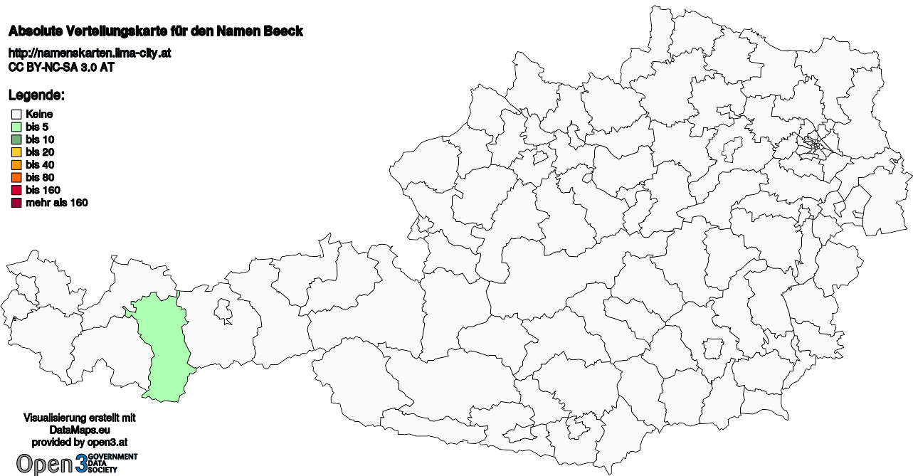 Absolute Verteilungskarten Nachnamen Beeck