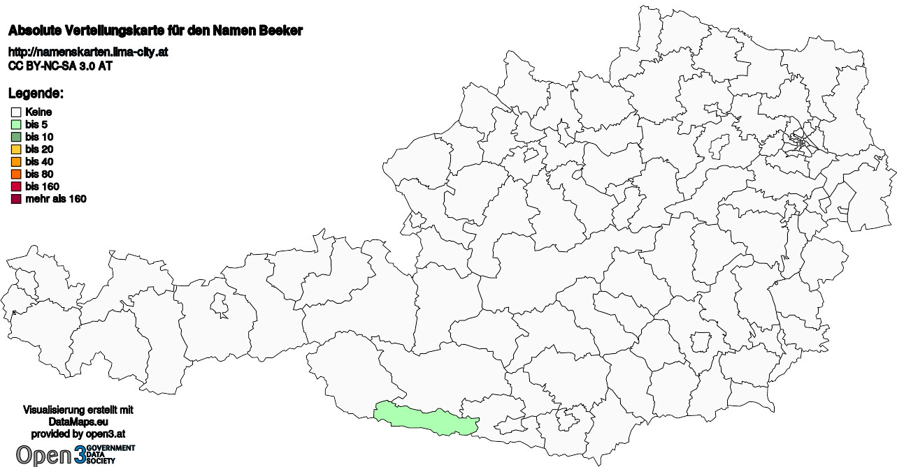 Absolute Verteilungskarten Nachnamen Beeker