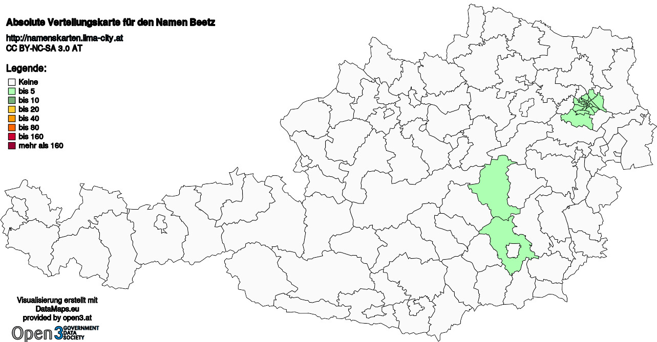 Absolute Verteilungskarten Nachnamen Beetz