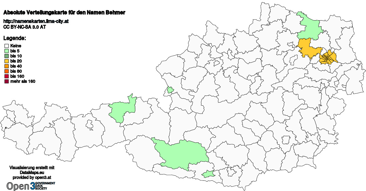 Absolute Verteilungskarten Nachnamen Behmer