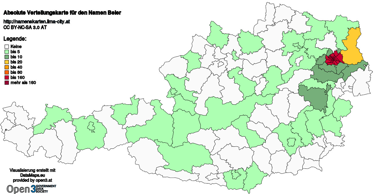 Absolute Verteilungskarten Nachnamen Beier