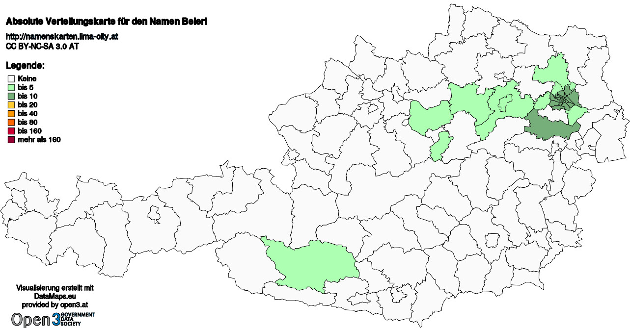 Absolute Verteilungskarten Nachnamen Beierl
