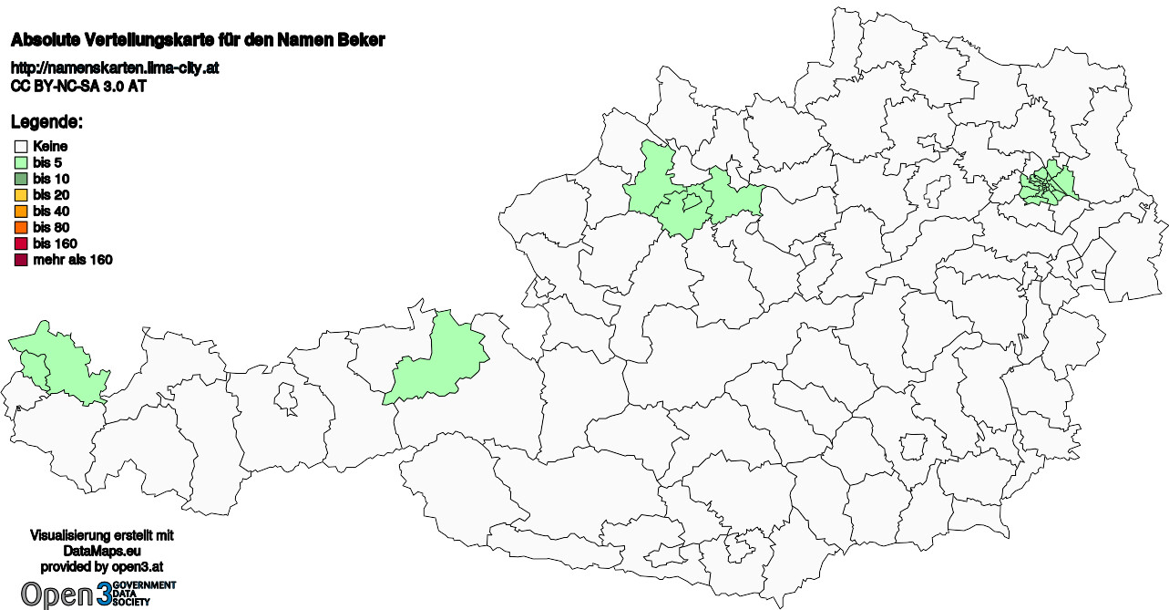 Absolute Verteilungskarten Nachnamen Beker
