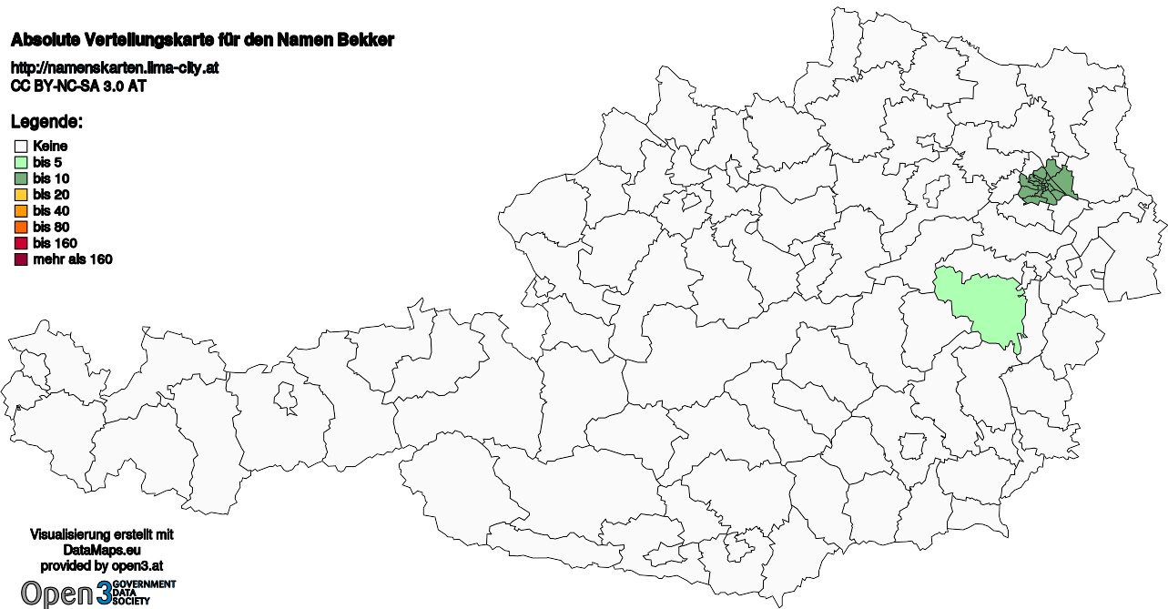 Absolute Verteilungskarten Nachnamen Bekker