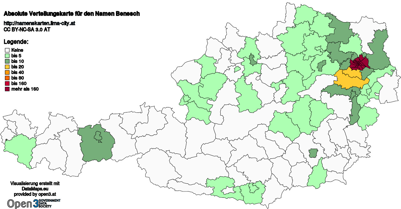 Absolute Verteilungskarten Nachnamen Benesch