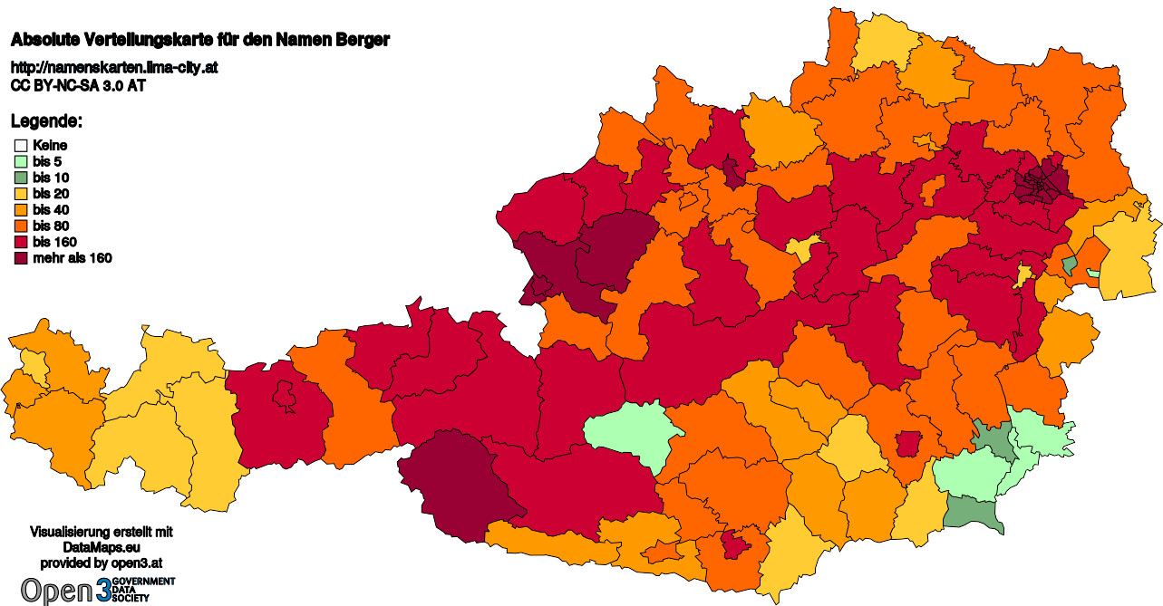 Absolute Verteilungskarten Nachnamen Berger