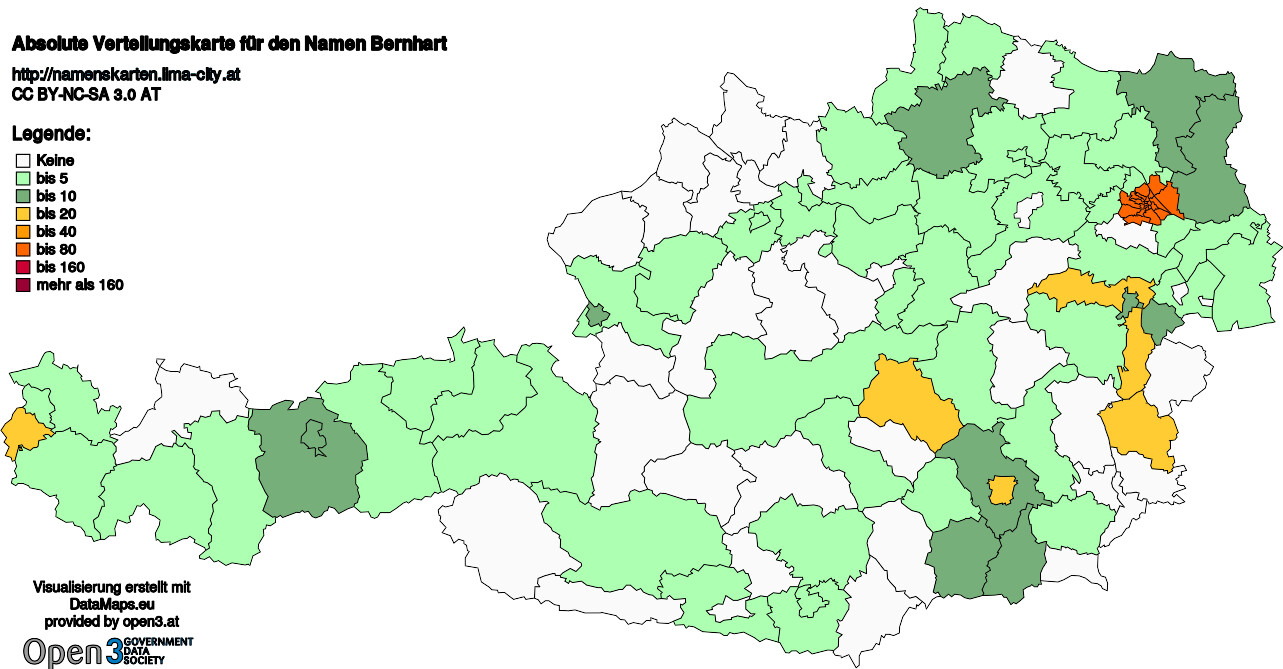 Absolute Verteilungskarten Nachnamen Bernhart