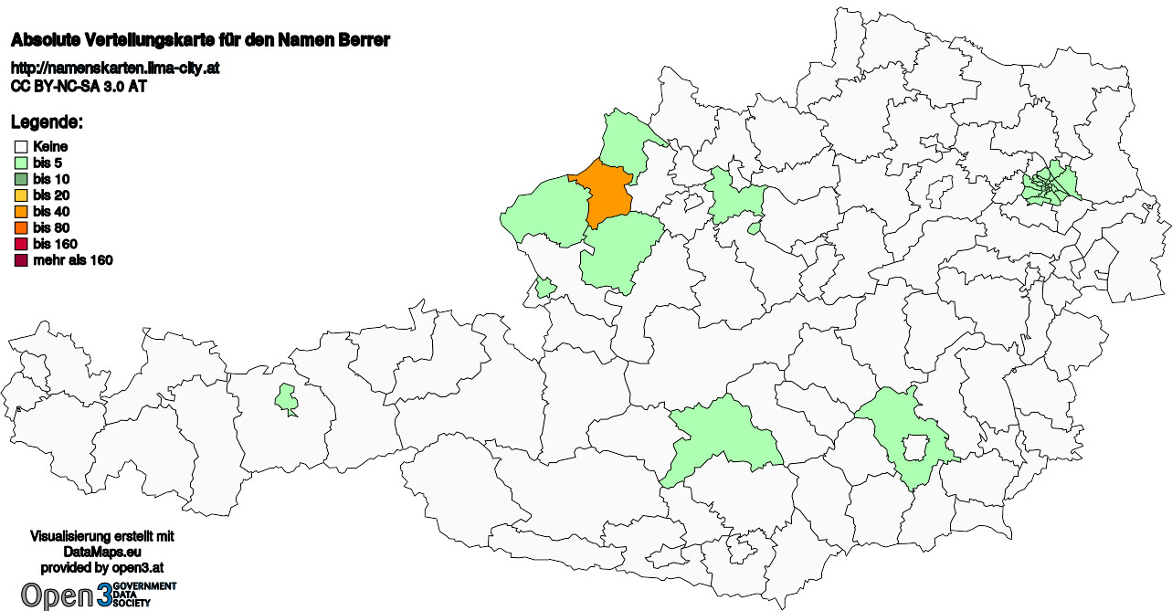 Absolute Verteilungskarten Nachnamen Berrer